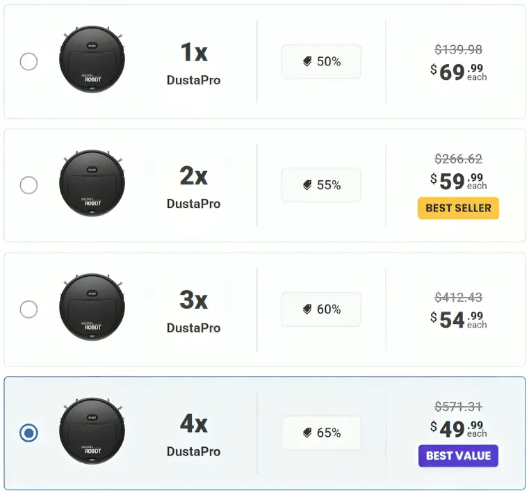 DustaPro Robot Vacuum Price